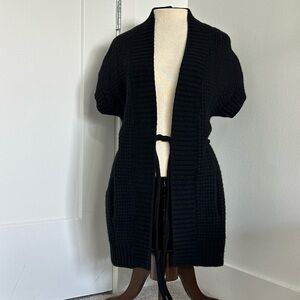 Vince Sleeveless Cashmere Blend Belted Cardigan S Black